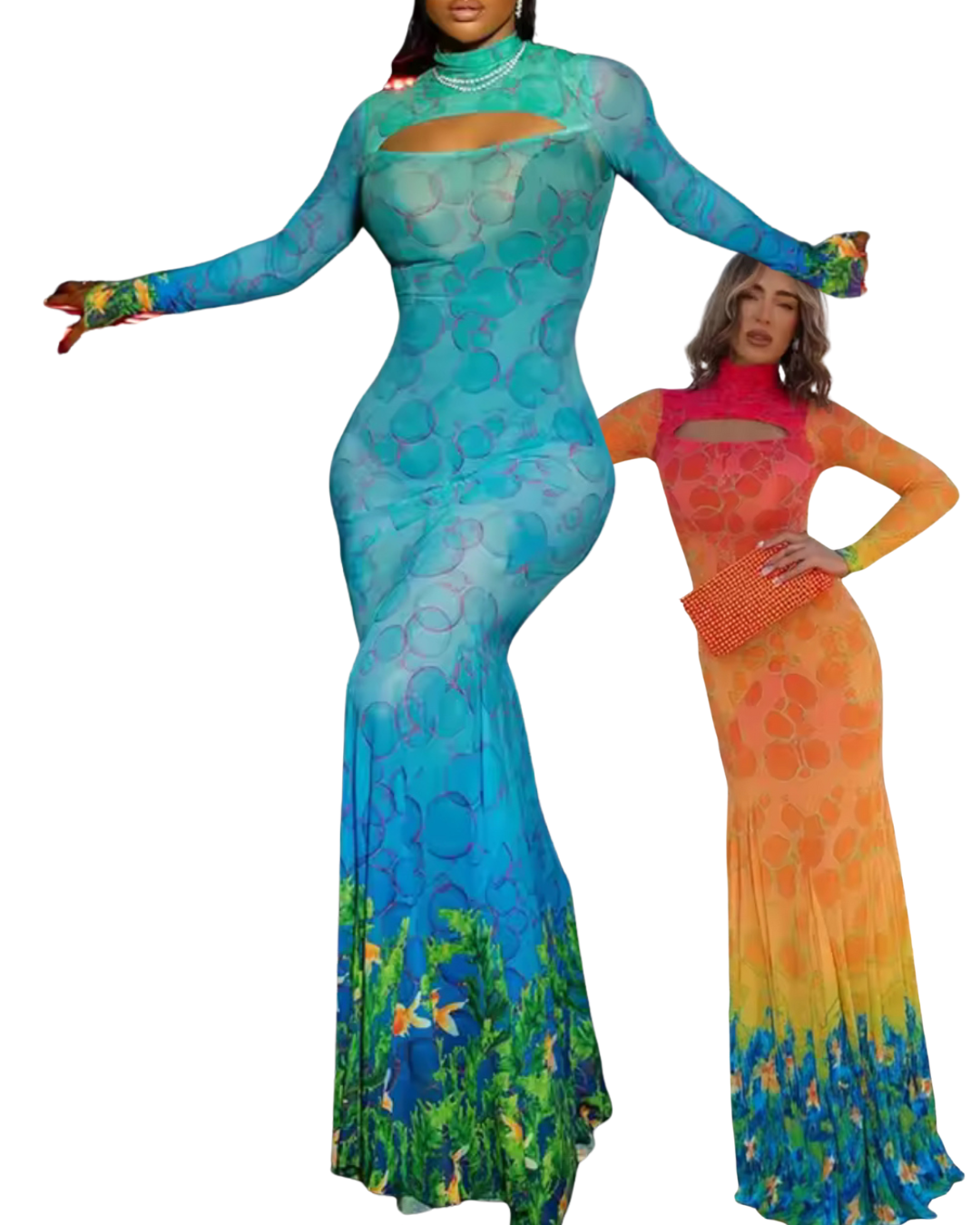 Sheer Bubble Mermaid Dress