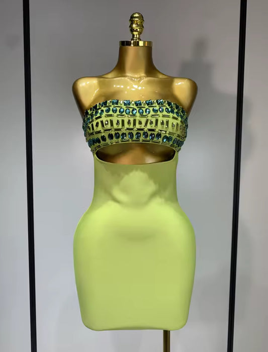 La Verde Gem Cutout Bandage Dress