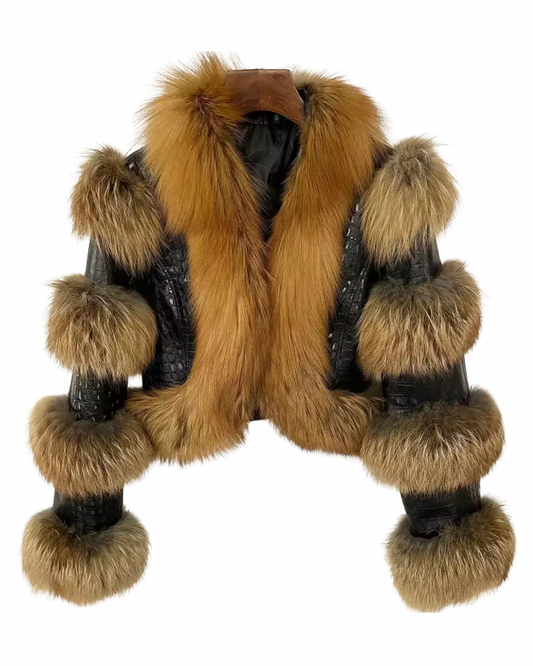 Luxury Designer Genuine Leather & Fur Jacket