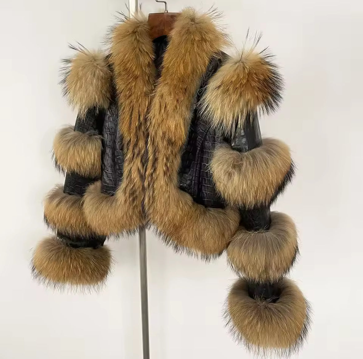 Luxury Designer Genuine Leather & Fur Jacket