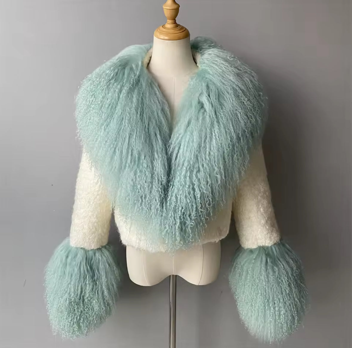 Luxury Cropped Tweed & Genuine Mongolian Fur Jacket