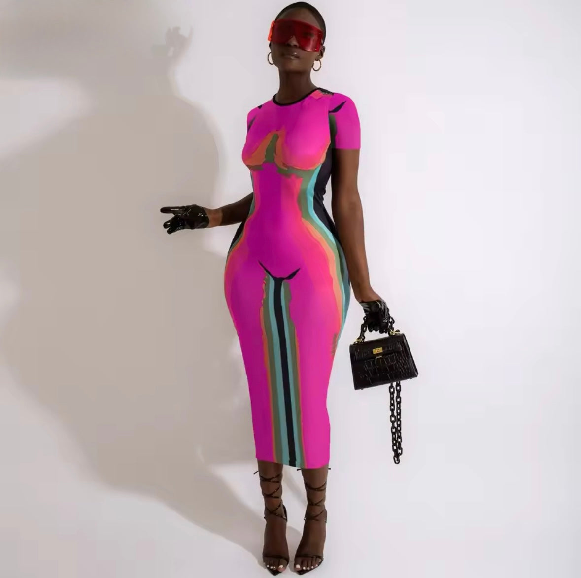 Bold Body Illusion Midi Dress