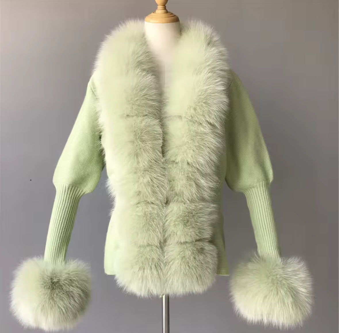 Luxury Knit Sweater with Genuine Fox Fur Trim
