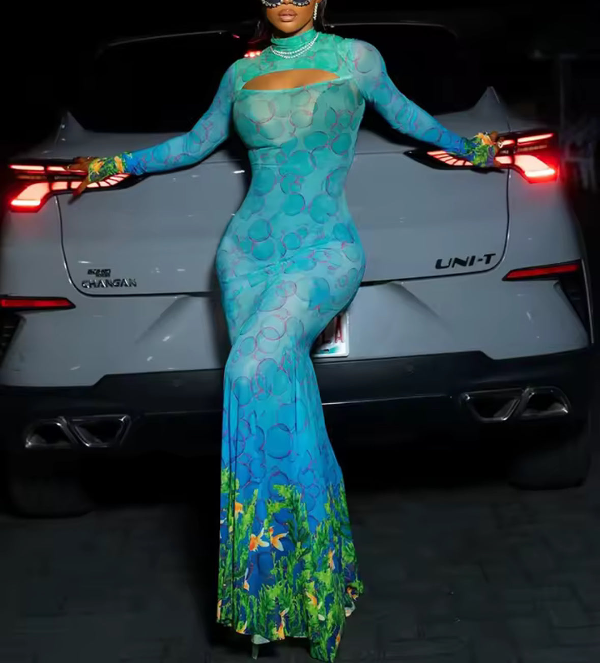 Sheer Bubble Mermaid Dress