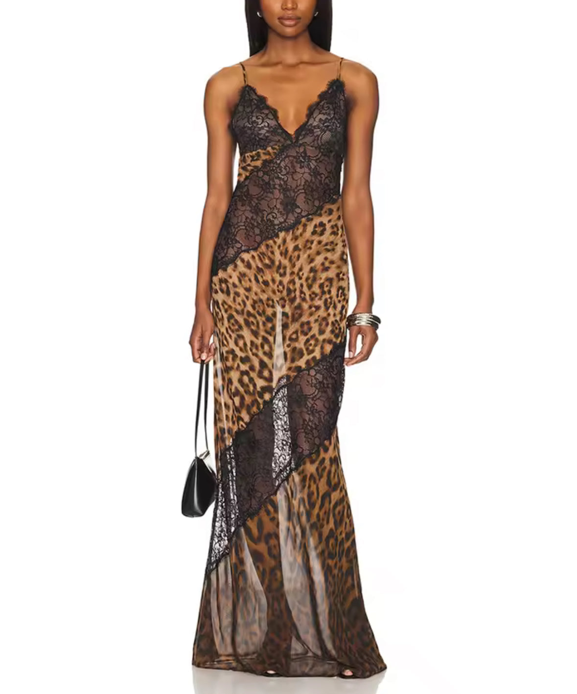 Fierce Elegance Leopard & Lace Maxi Dress