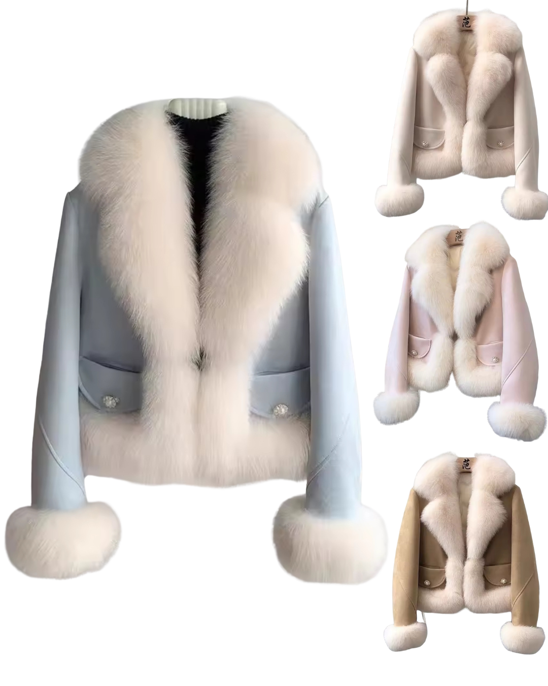 Chic Faux Fur Trimmed Short Coat