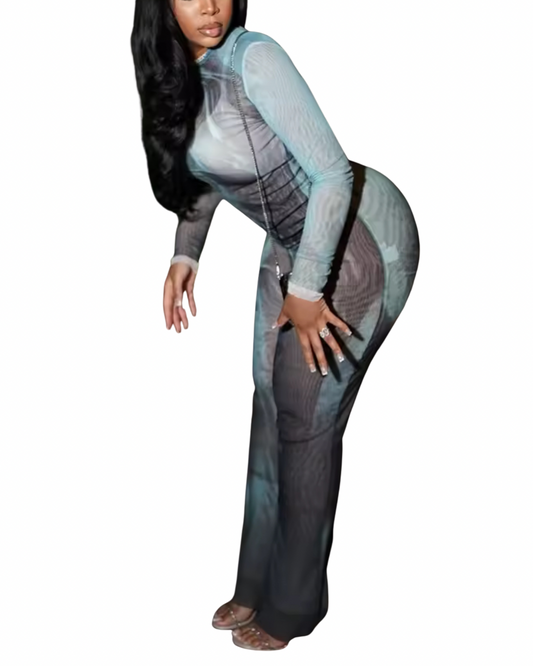 Sheer Mesh Watercolor Two-Piece Set