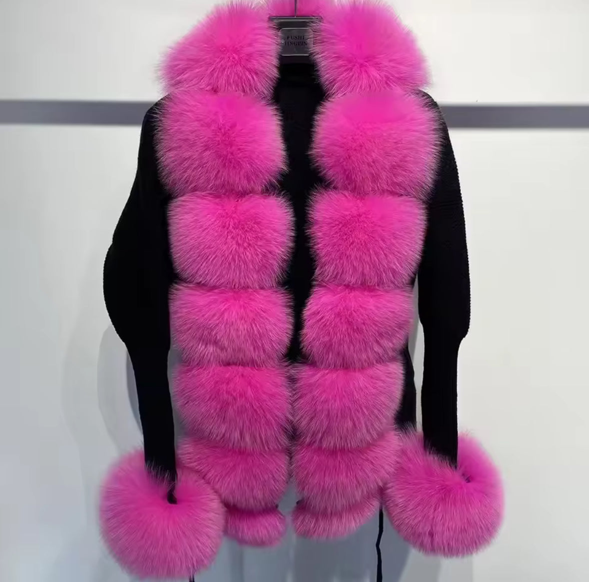 Luxury Knit Sweater with Genuine Fox Fur Trim