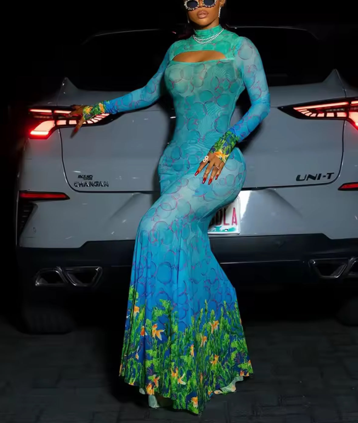 Sheer Bubble Mermaid Dress