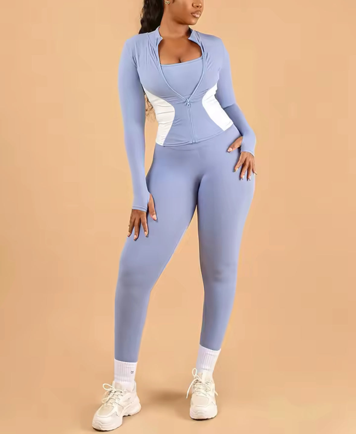 Contrast Panel Athletic Two-Piece Set – Blue or Pink