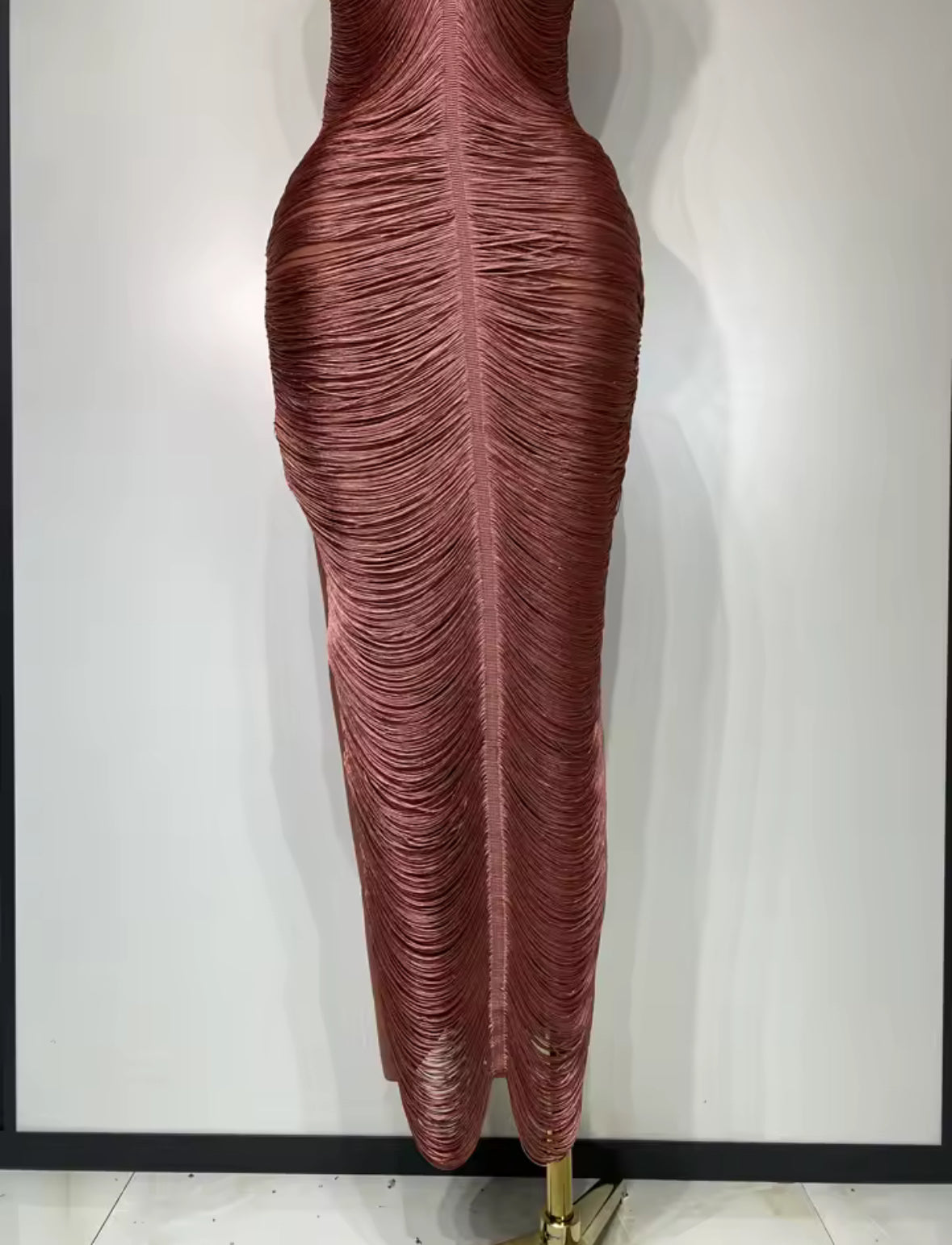 Luxe Fringe Halter Bandage Bodycon Dress – Frosé