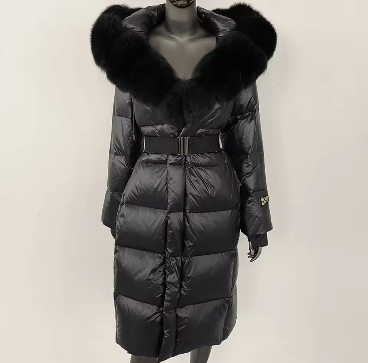 Luxury Real Fox Fur Oversized Collar Down Coat