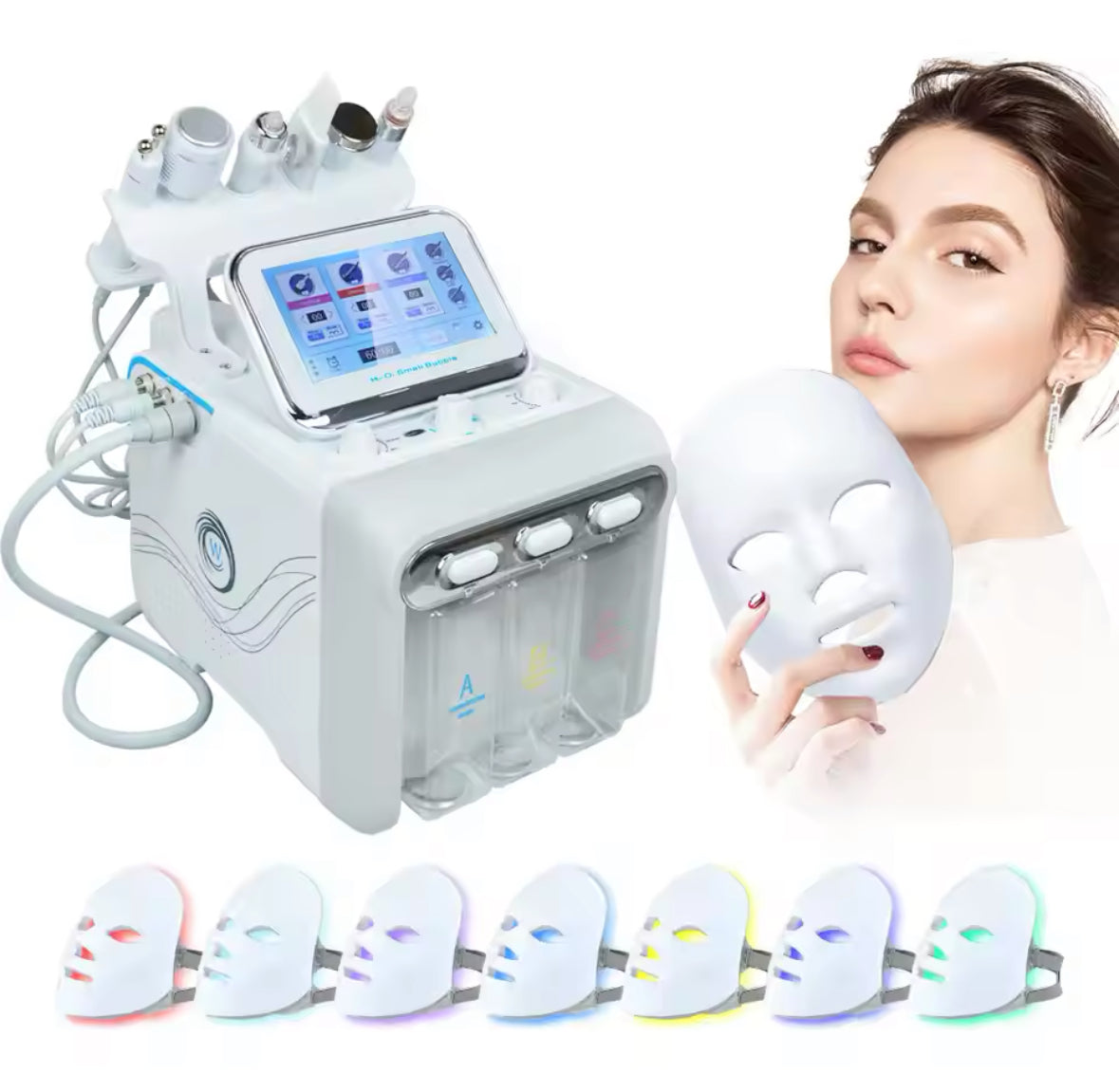 7 in 1 Professional Hydrafacial Machine, Microcurrent, LED, Cavitation, Oxygen, Cold Hammer, Ultrasonic Spatula