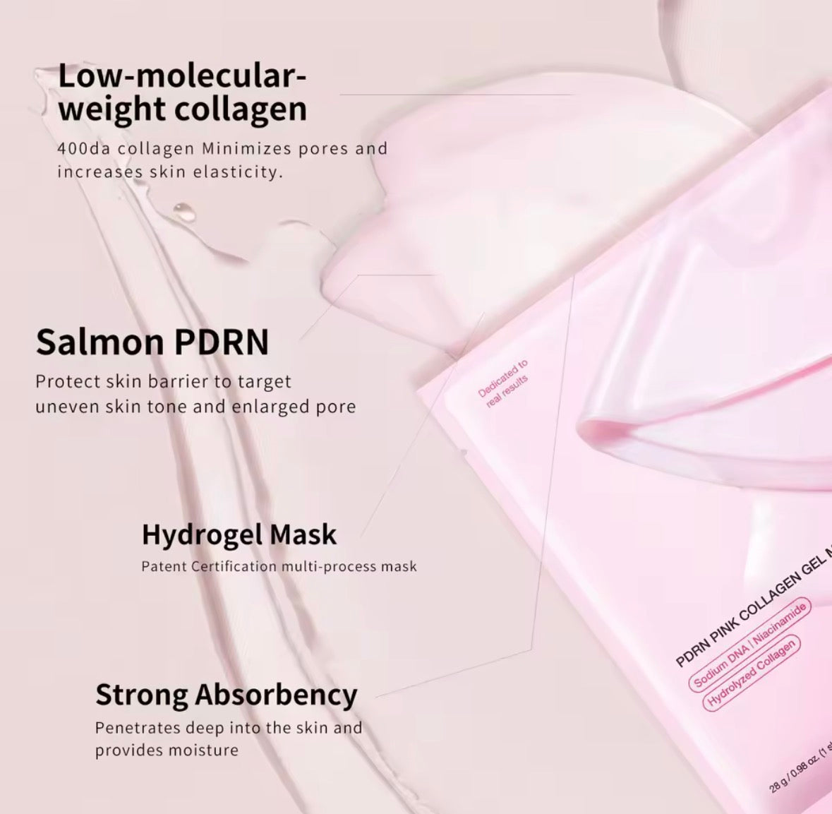 PDRN Salmon DNA Pink Collagen Peptide Deep HydroGel Mask