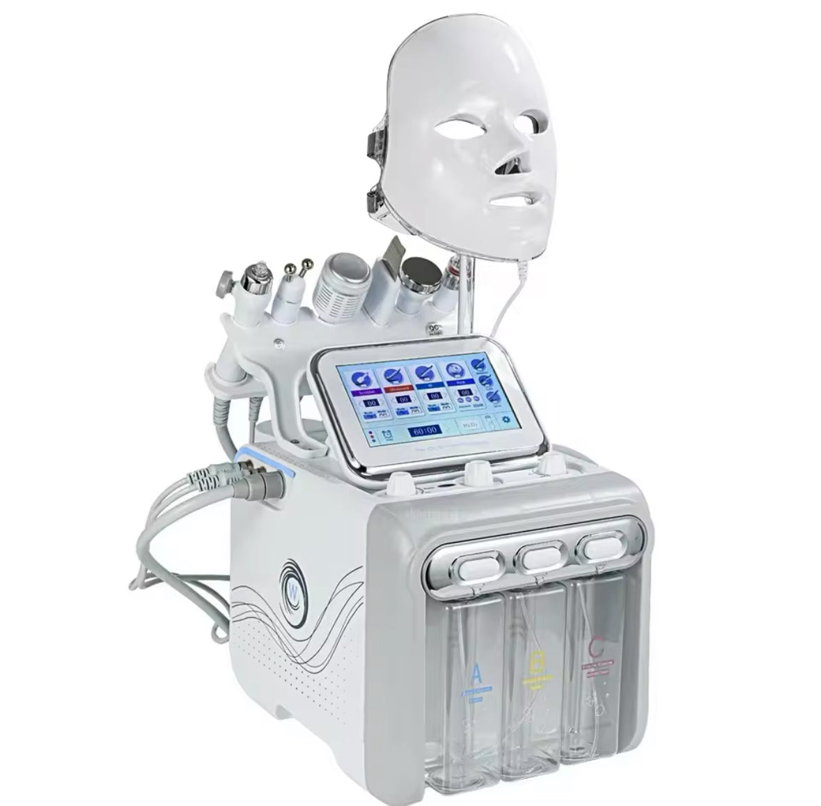 7 in 1 Professional Hydrafacial Machine, Microcurrent, LED, Cavitation, Oxygen, Cold Hammer, Ultrasonic Spatula