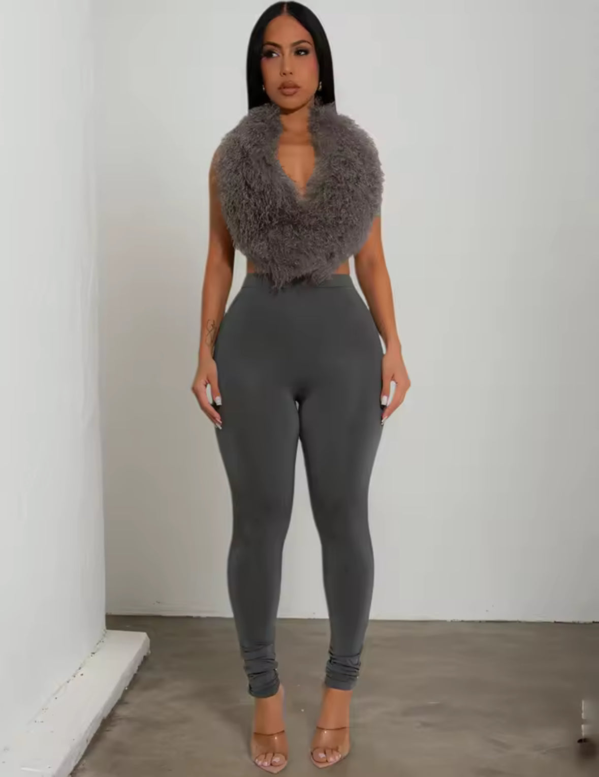Luxe Faux Fur Halter Two-Piece Set