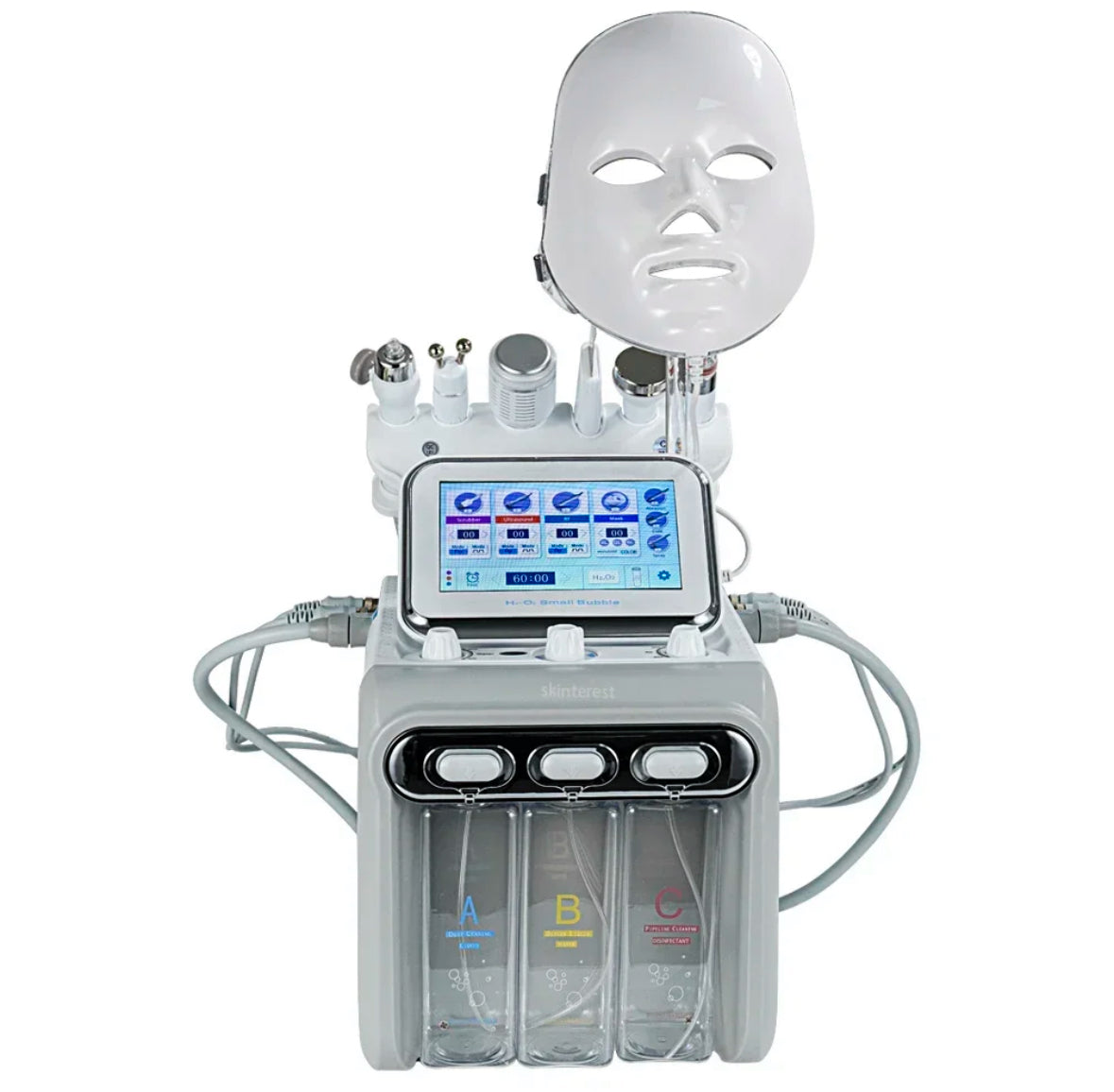 7 in 1 Professional Hydrafacial Machine, Microcurrent, LED, Cavitation, Oxygen, Cold Hammer, Ultrasonic Spatula