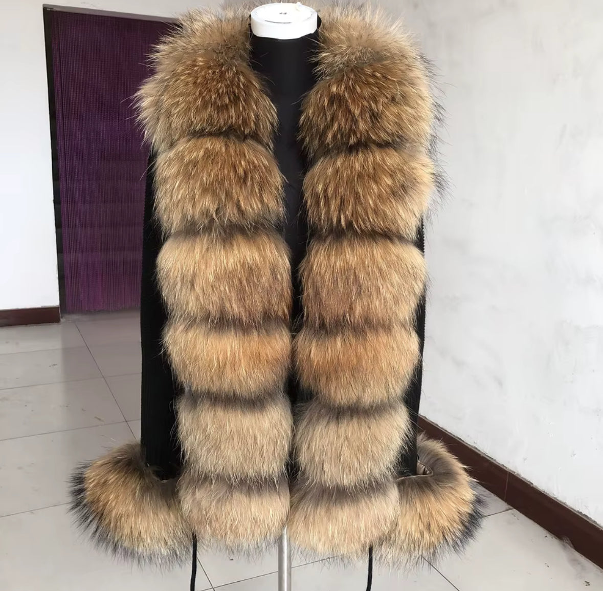 Luxury Knit Sweater with Genuine Fox Fur Trim