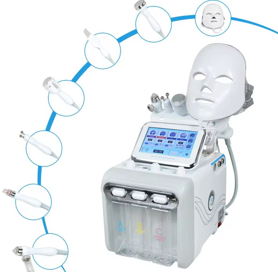 7 in 1 Professional Hydrafacial Machine, Microcurrent, LED, Cavitation, Oxygen, Cold Hammer, Ultrasonic Spatula