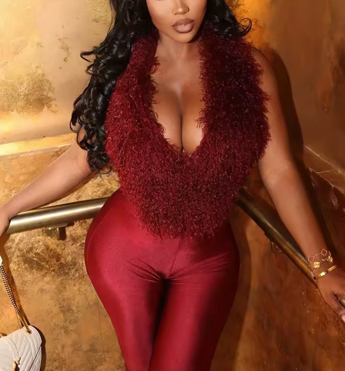 Luxe Faux Fur Halter Two-Piece Set