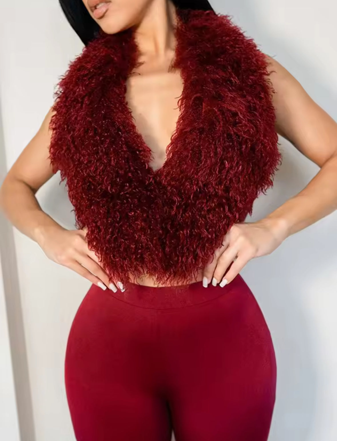 Luxe Faux Fur Halter Two-Piece Set