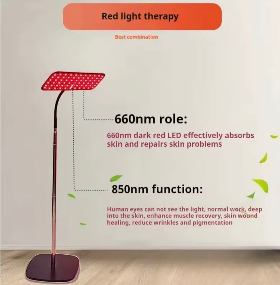 Red + Near-Infrared LED Therapy Lamp (660nm + 850nm)