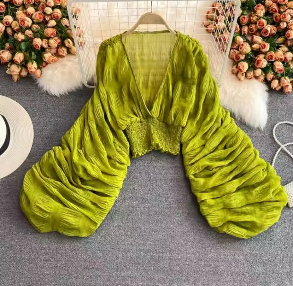 Boho Luxe Balloon Sleeve Sheer Blouse