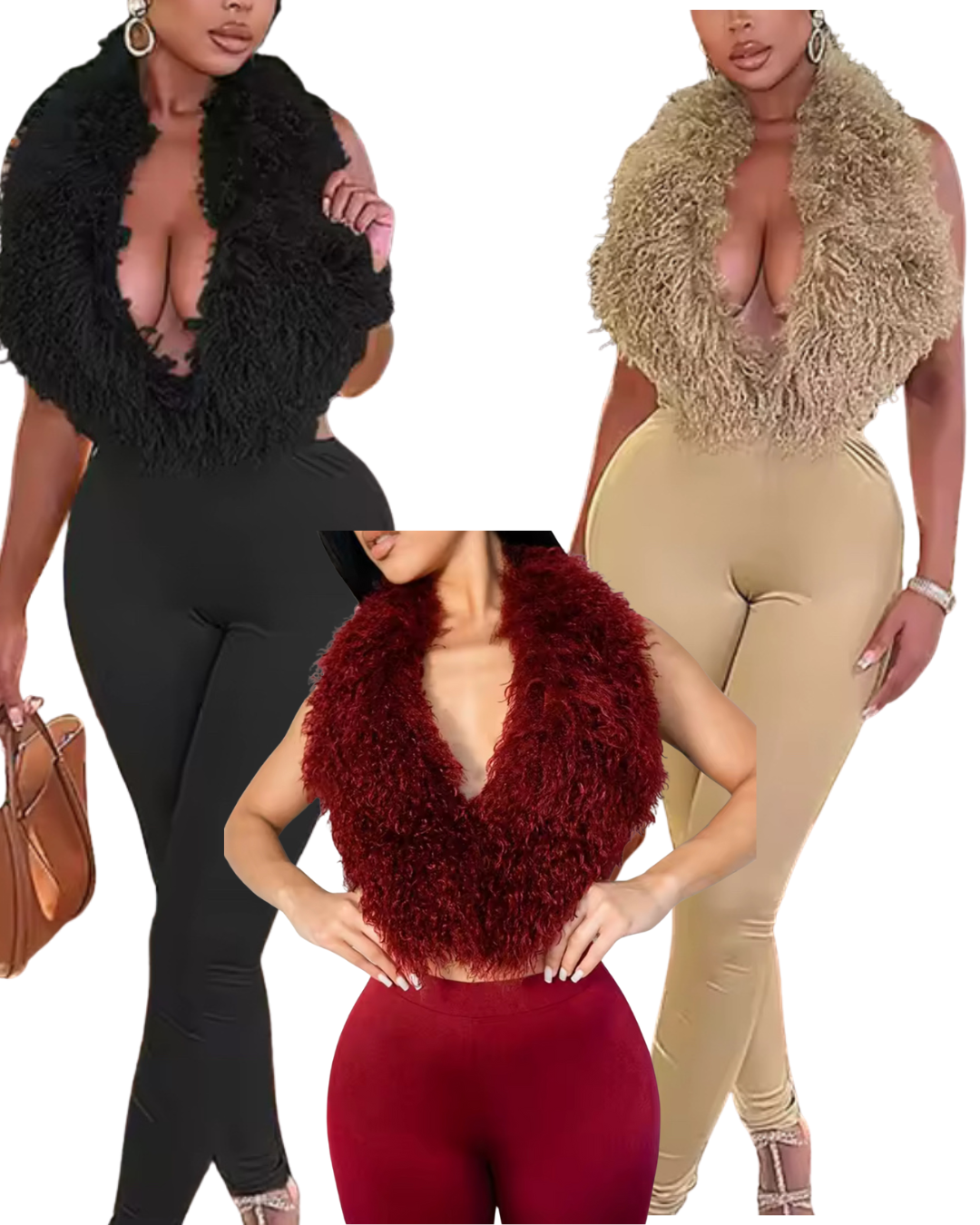 Luxe Faux Fur Halter Two-Piece Set