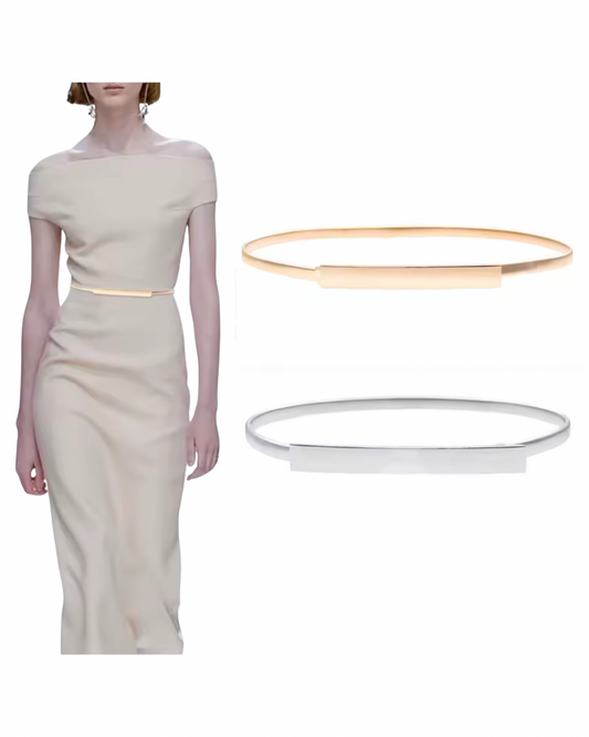 Minimalist Metal Plate Waist Belts – Gold & Silver