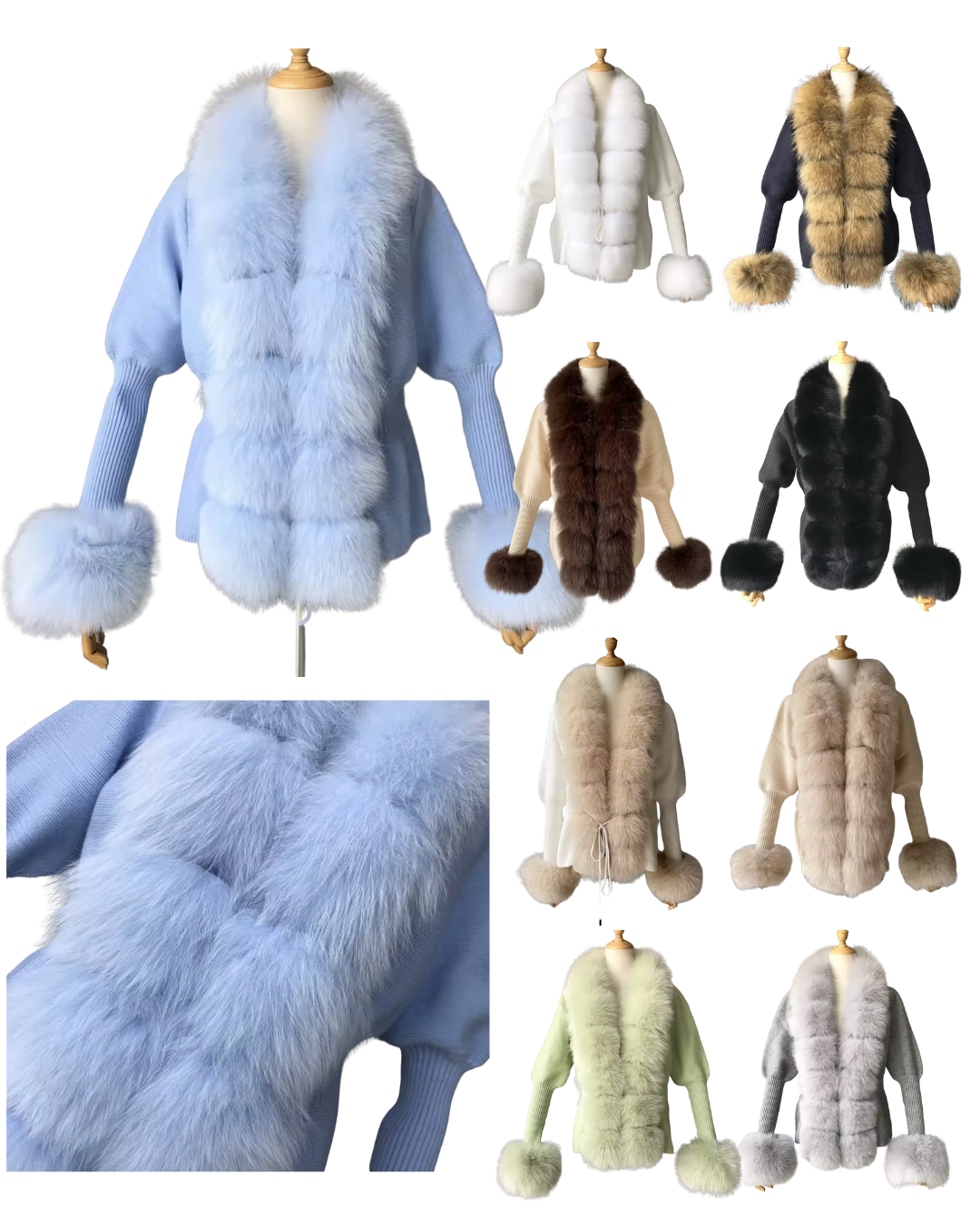 Luxury Knit Sweater with Genuine Fox Fur Trim