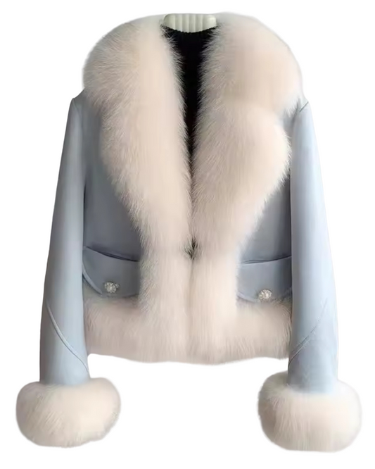 Chic Faux Fur Trimmed Short Coat