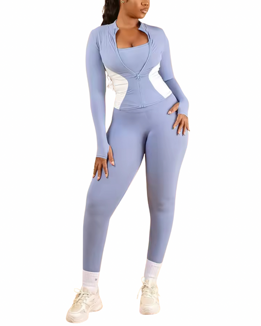 Contrast Panel Athletic Two-Piece Set – Blue or Pink