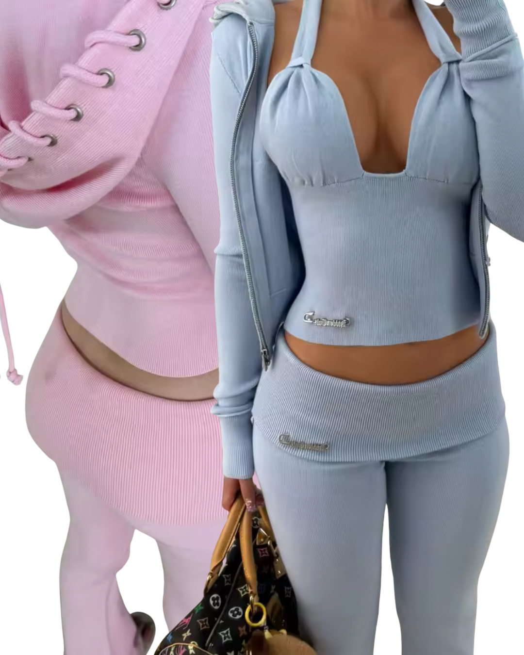 Luxe Ribbed Lounge Separates – Pants, Hoodie & Halter Top
