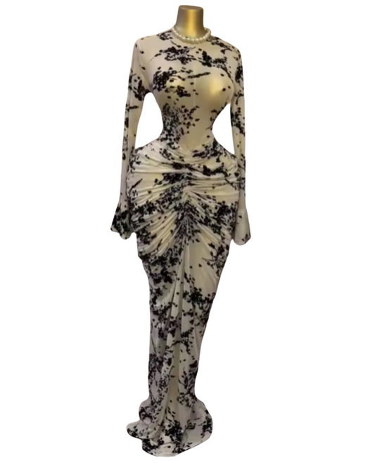 Glam Sheer Mesh Maxi Dress with Slip Lining
