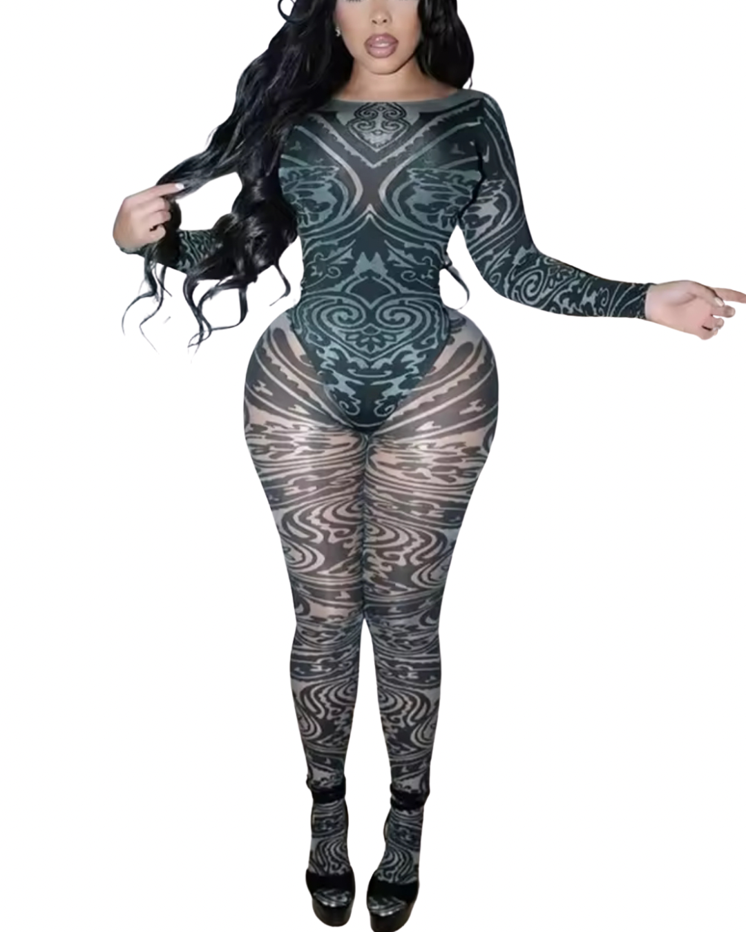 Bold Mesh Print Two-Piece Set