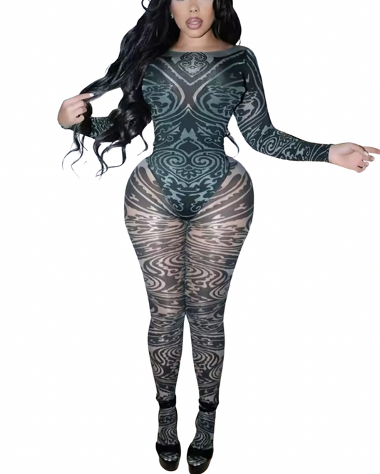 Bold Mesh Print Two-Piece Set