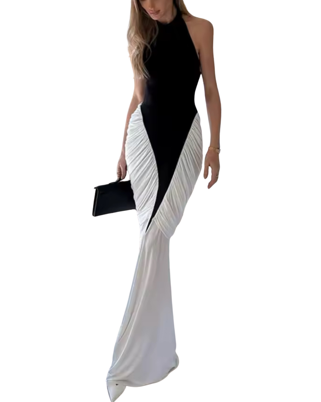 Ruched Draped Halter Mermaid Dress