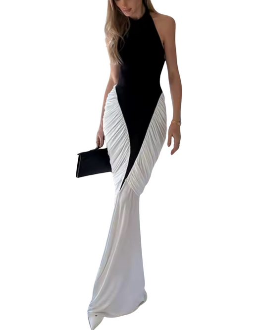 Ruched Draped Halter Mermaid Dress